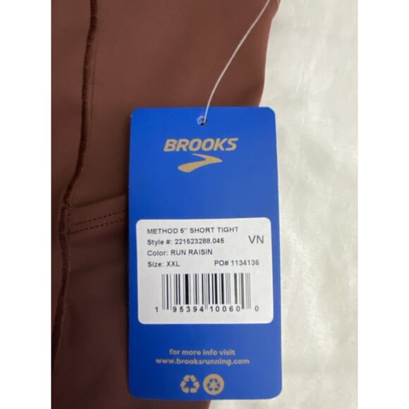 Brooks Women Size XXL Method 5” Short Tights Run Raisin Wicking 4 Way Stretch - Picture 8 of 9